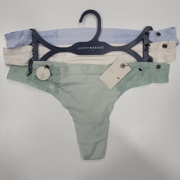 Lucky Brand Lace Trim Thongs Underwear  3-Pack - Picture 1 of 11